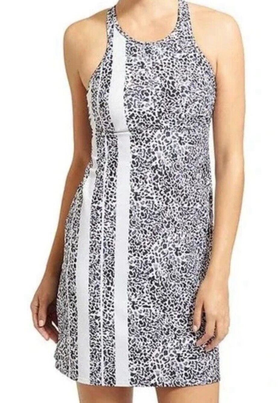 Athleta Zimbabwe Swim Dress Blue White Print Underwire Padded Size 36 B/C
